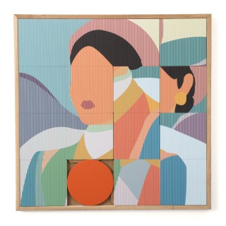 Tableau en bois taquin profil énigmatique 63 x 63 IRENE - HELLIN