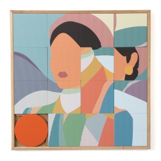 Tableau en bois taquin profil énigmatique 63 x 63 IRENE - HELLIN