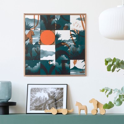 Tableau en bois taquin jungle 63 x 63 PROTECTIVE ISLAND - HELLIN