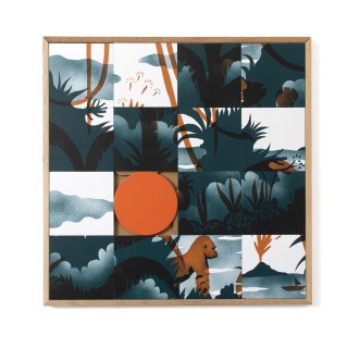 Tableau en bois taquin jungle 63 x 63 PROTECTIVE ISLAND - HELLIN