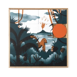 Tableau en bois taquin jungle 63 x 63 PROTECTIVE ISLAND - HELLIN