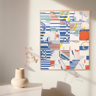 Tableau en bois taquin villa Cavrois 78 x 93 PAVILLON - HELLIN