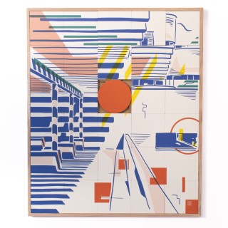 Tableau en bois taquin villa Cavrois 78 x 93 PAVILLON - HELLIN