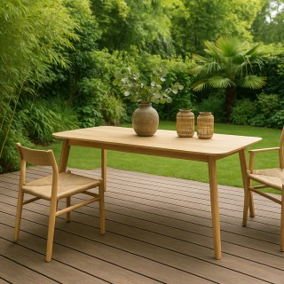 Table de jardin rectangulaire en teck naturel L240 10 places CALVI - HELLIN