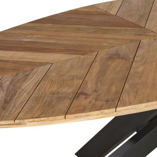 Table de jardin ovale en teck et métal noir L220 10 places - CAPO