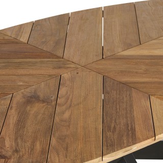 Table de jardin ovale en teck et métal noir L220 10 places - CAPO