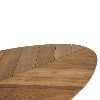 Table de jardin ovale en teck et métal noir L220 10 places - CAPO