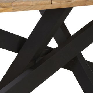 Table de jardin ovale en teck et métal noir L220 10 places - CAPO