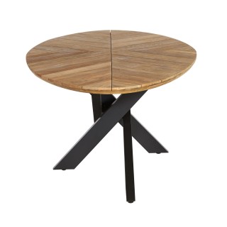 Table de jardin ovale en teck et métal noir L220 10 places - CAPO