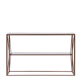 Console en métal marron et double plateau en verre L120 THEIA - HELLIN