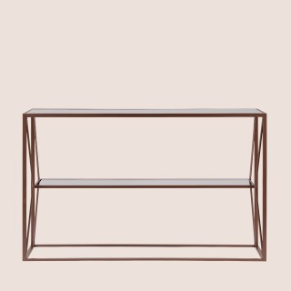 Console en métal marron et double plateau en verre L120 THEIA - HELLIN