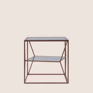 Bout de canapé carré en métal marron et verre L45 THEIA - HELLIN