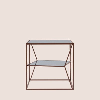 Bout de canapé carré en métal marron et verre L45 THEIA - HELLIN