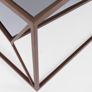 Bout de canapé carré en métal marron et verre L45 THEIA - HELLIN