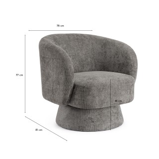 Fauteuil pivotant avec pied central en tissu JULIO - HELLIN