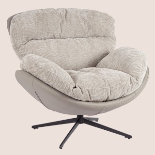 Fauteuil relax pivotant tissu/simili gris/taupe NINO - HELLIN