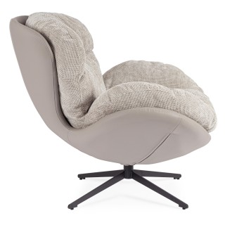 Fauteuil relax pivotant tissu/simili gris/taupe NINO - HELLIN