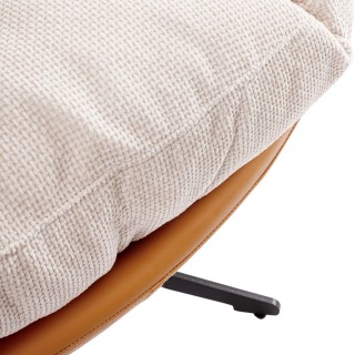 Fauteuil relax pivotant tissu/simili écru/cognac NINO - HELLIN