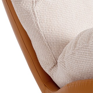 Fauteuil relax pivotant tissu/simili écru/cognac NINO - HELLIN