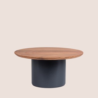 Table basse ronde contemporaine D70 en acacia SAJO - HELLIN