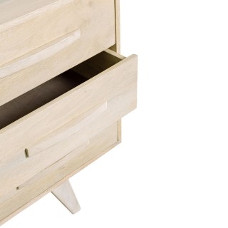 Buffet bas en bois de manguier blanchi 2 portes 3 tiroirs SHANNA - HELLIN