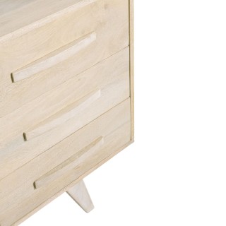 Buffet bas en bois de manguier blanchi 2 portes 3 tiroirs SHANNA - HELLIN