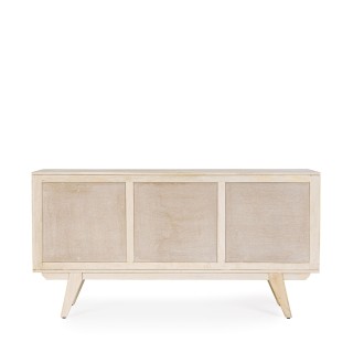 Buffet bas en bois de manguier blanchi 2 portes 3 tiroirs SHANNA - HELLIN