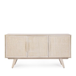 Buffet bas en bois de manguier blanchi 3 portes SHANNA - HELLIN