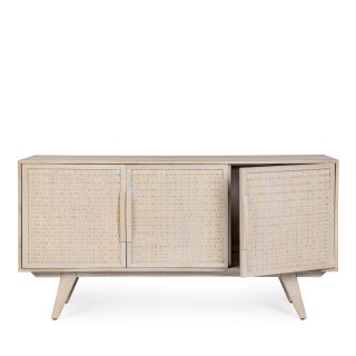 Buffet bas en bois de manguier blanchi 3 portes SHANNA - HELLIN