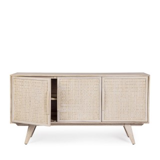 Buffet bas en bois de manguier blanchi 3 portes SHANNA - HELLIN
