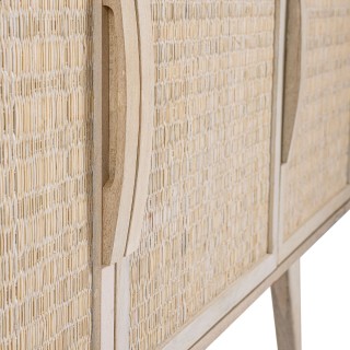 Buffet bas en bois de manguier blanchi 3 portes SHANNA - HELLIN