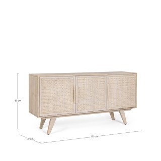 Buffet bas en bois de manguier blanchi 3 portes SHANNA - HELLIN