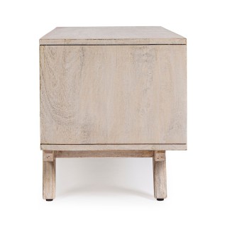 Meuble TV en bois de manguier blanchi 2 portes 2 niches SHANNA - HELLIN