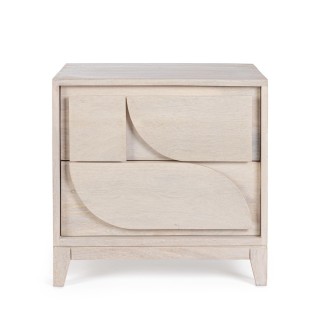 Table de chevet en manguier blanchi 2 tiroirs AGDE - HELLIN