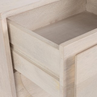 Table de chevet en manguier blanchi 2 tiroirs AGDE - HELLIN