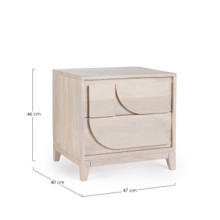 Table de chevet en manguier blanchi 2 tiroirs AGDE - HELLIN