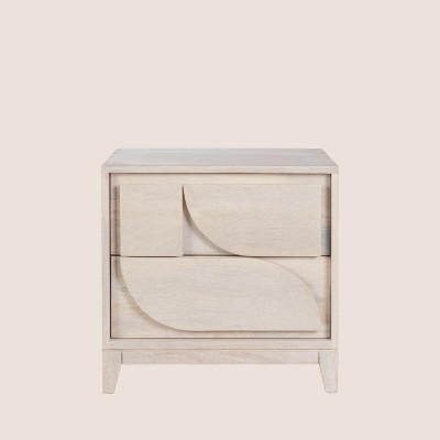 Table de chevet en manguier blanchi 2 tiroirs AGDE - HELLIN