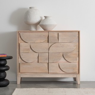 Buffet bas en manguier blanchi 3 portes L145 AGDE - HELLIN