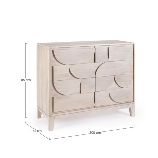 Buffet bas en manguier blanchi 3 portes L145 AGDE - HELLIN