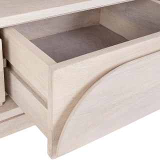 Meuble TV en manguier blanchi L160 2 portes 2 tiroirs AGDE - HELLIN