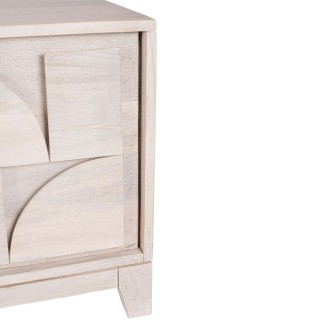 Meuble TV en manguier blanchi L160 2 portes 2 tiroirs AGDE - HELLIN