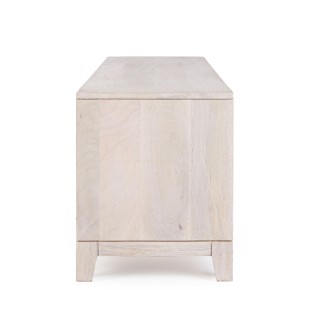 Meuble TV en manguier blanchi L160 2 portes 2 tiroirs AGDE - HELLIN