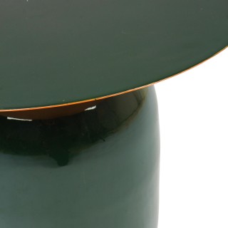 Bout de canapé rond en métal émaillé vert D50 MANILA - HELLIN