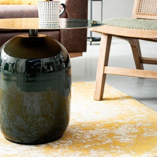 Bout de canapé rond en métal émaillé vert D50 MANILA - HELLIN