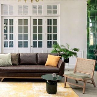 Bout de canapé rond en métal émaillé vert D50 MANILA - HELLIN