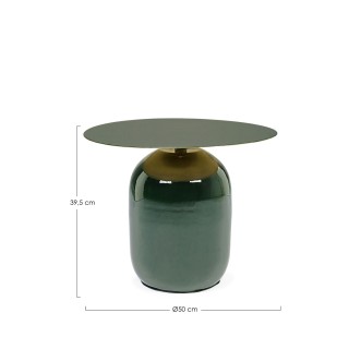 Bout de canapé rond en métal émaillé vert D50 MANILA - HELLIN