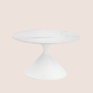 Table basse ronde D70 en céramique pied central en métal EZE - HELLIN