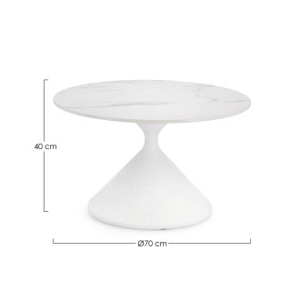 Table basse ronde D70 en céramique pied central en métal EZE - HELLIN
