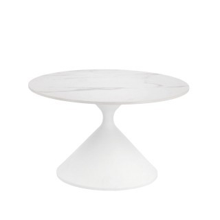 Table basse ronde D70 en céramique pied central en métal EZE - HELLIN