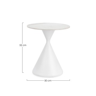 Bout de canapé rond D50 en céramique pied central en métal EZE - HELLIN